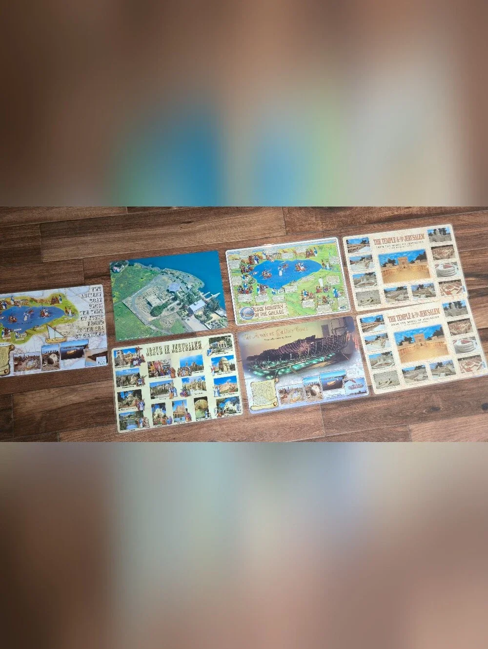 LOT 7 Galilee Lake Sea Placemats Christian Holy Land Miracles Teachings of Jesus